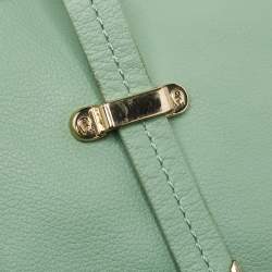 Pre Owned Aigner Mint Green Leather Front Pocket Satchel