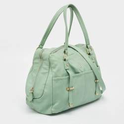 Pre Owned Aigner Mint Green Leather Front Pocket Satchel