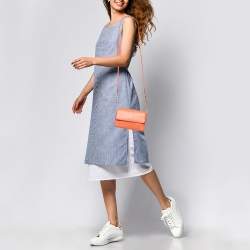 Pre Owned Aigner Orange Leather Flap Crossbody Bag