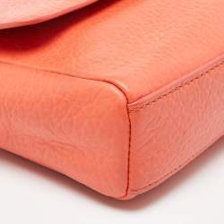 Pre Owned Aigner Orange Leather Flap Crossbody Bag