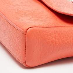 Pre Owned Aigner Orange Leather Flap Crossbody Bag