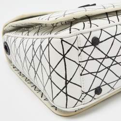 Pre Owned Aigner White/Black Leather Genoveva Top Handle Bag