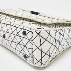 Pre Owned Aigner White/Black Leather Genoveva Top Handle Bag