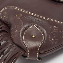 Aigner Dark Brown Leather Fringe Hobo