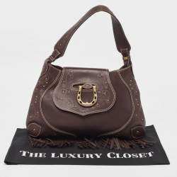 Aigner Dark Brown Leather Fringe Hobo