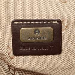 Aigner Dark Brown Leather Fringe Hobo