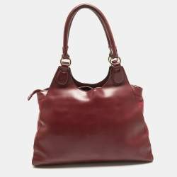 Aigner Burgundy/Red Leather Charm Tote