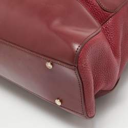 Aigner Burgundy/Red Leather Charm Tote