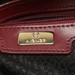 Aigner Burgundy/Red Leather Charm Tote