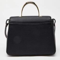 Pre Owned Aigner Black Leather Genoveva Top Handle Bag