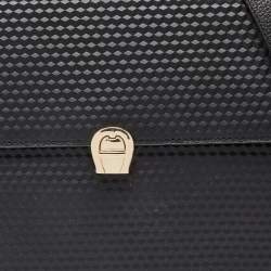 Pre Owned Aigner Black Leather Genoveva Top Handle Bag