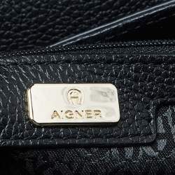 Pre Owned Aigner Black Leather Genoveva Top Handle Bag