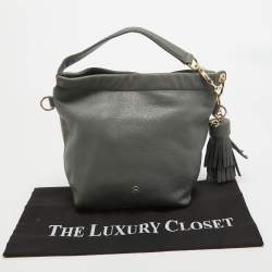 Aigner Grey Leather Tassel Charm Hobo