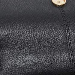 Aigner Black Leather Logo Flap Top Handle Bag