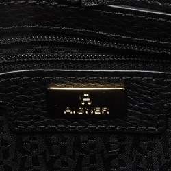 Aigner Black Leather Logo Flap Top Handle Bag