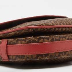 Aigner Brown/Red Signature Coated Canvas and Leather Crossbody Bag