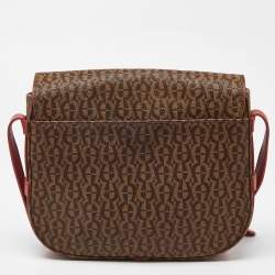 Aigner Brown/Red Signature Coated Canvas and Leather Crossbody Bag