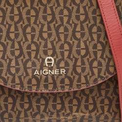 Aigner Brown/Red Signature Coated Canvas and Leather Crossbody Bag