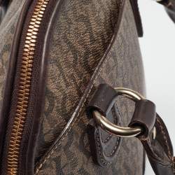 Aigner Dark Brown Monogram Coated Canvas and Leather Zip Satchel