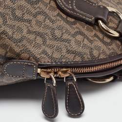 Aigner Dark Brown Monogram Coated Canvas and Leather Zip Satchel