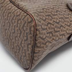 Aigner Dark Brown Monogram Coated Canvas and Leather Zip Satchel