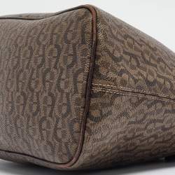 Aigner Dark Brown Monogram Coated Canvas and Leather Zip Satchel