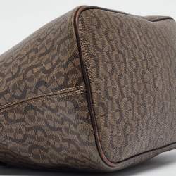 Aigner Dark Brown Monogram Coated Canvas and Leather Zip Satchel