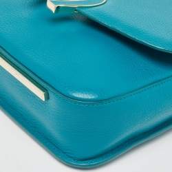 Aigner Green Leather Logo Flap Top Handle Bag