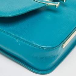 Aigner Green Leather Logo Flap Top Handle Bag