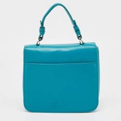 Aigner Green Leather Logo Flap Top Handle Bag