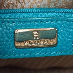Aigner Green Leather Logo Flap Top Handle Bag