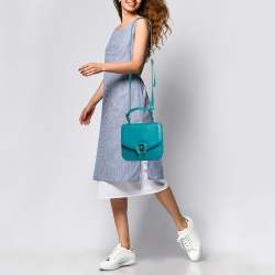 Aigner Green Leather Logo Flap Top Handle Bag