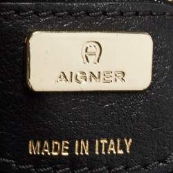 Aigner Black Signature PVC and Leather Satchel