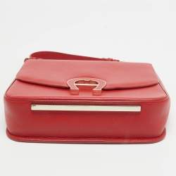 Aigner Red Leather Logo Flap Top Handle Bag