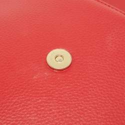 Aigner Red Leather Logo Flap Top Handle Bag