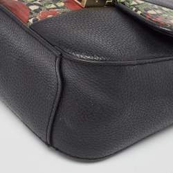 Pre Owned Aigner Black Leather and Coated Canvas Crossbody Bag