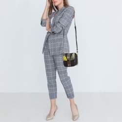 Pre Owned Aigner Black Leather and Coated Canvas Crossbody Bag