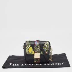 Pre Owned Aigner Black Leather and Coated Canvas Crossbody Bag