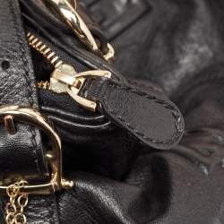 Pre Owned Aigner Black Chain Embossed Leather Hobo