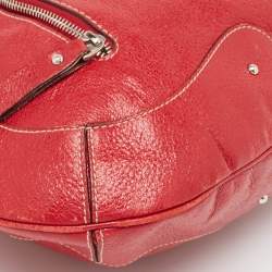 Aigner Red Shimer Leather Tassel Pocket Hobo
