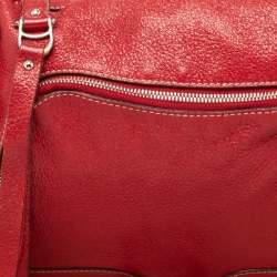 Aigner Red Shimer Leather Tassel Pocket Hobo