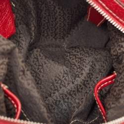 Aigner Red Shimer Leather Tassel Pocket Hobo