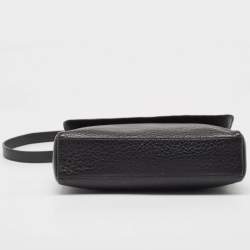 Aigner Black Pebbled Leather Flap Shoulder Bag