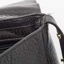 Aigner Black Pebbled Leather Flap Shoulder Bag