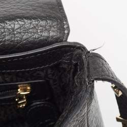 Aigner Black Pebbled Leather Flap Shoulder Bag