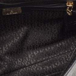 Aigner Black Pebbled Leather Flap Shoulder Bag