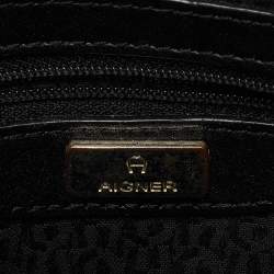 Aigner Black Textured Leather Cavallina Crossbody Bag