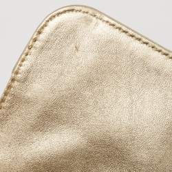 Aigner Gold Embossed Leather Cavallina Flap Clutch 