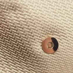 Aigner Gold Embossed Leather Cavallina Flap Clutch 