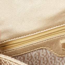 Aigner Gold Embossed Leather Cavallina Flap Clutch 
